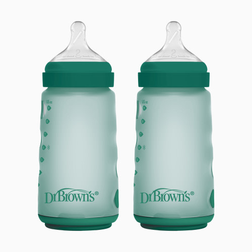 Dr. Brown's Options+ Wide-Neck Silicone Baby Bottles - Green, 9 Oz