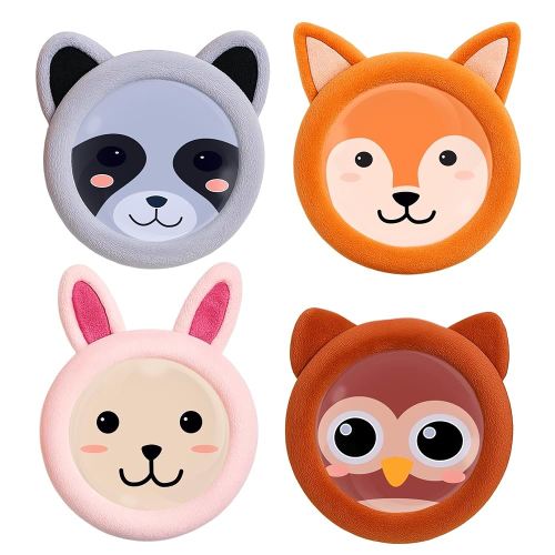 ICEWRAPS Small Ice Packs for Kids Boo Boos | Kids Reusable Ice Packs with Cloth Cover | Baby Ice Pack for Fever Boo Boo, Set A: Bunny, Fox, Raccoon, Owl
