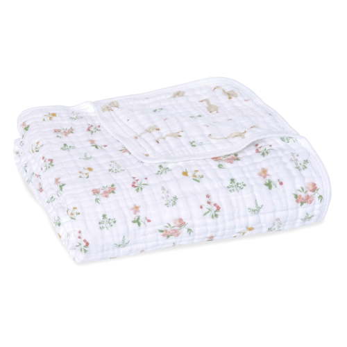 aden + anais essentials cotton muslin blanket, Pink, Country Floral, Infant, Girls