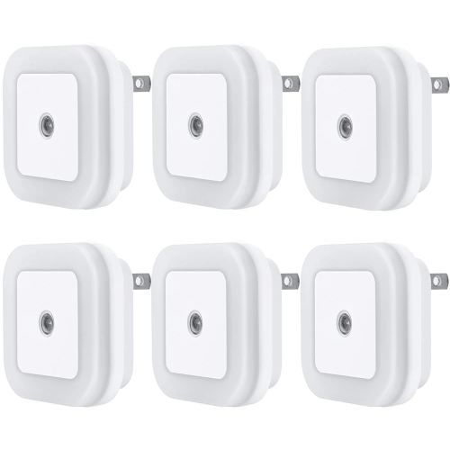Uigos LED Night Light Lamp with Smart Sensor Dusk to Dawn Sensor, Daylight White, 0.5W Plug-in, 6-Pack