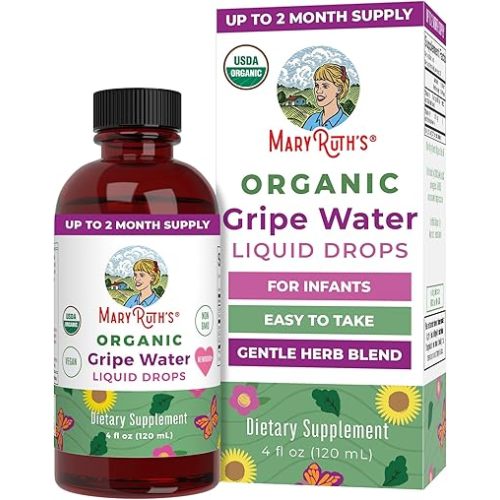 USDA Organic Gripe Water for Babies by MaryRuth's | Herbal Blend for Little Tummies | Baby Essentials | for Newborns | Ginger Root | Fennel Seed | Dill Seed | Vegan | 4 oz | 30-60 Servings