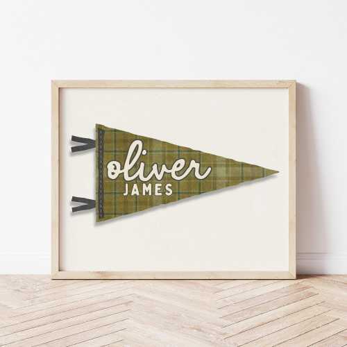 Custom Name Pennant Flag Personalized Pennant Banner Baby Shower Birthday Gift Boho Boys Room Decor Minimal Wall Art Baby Name Banner Print