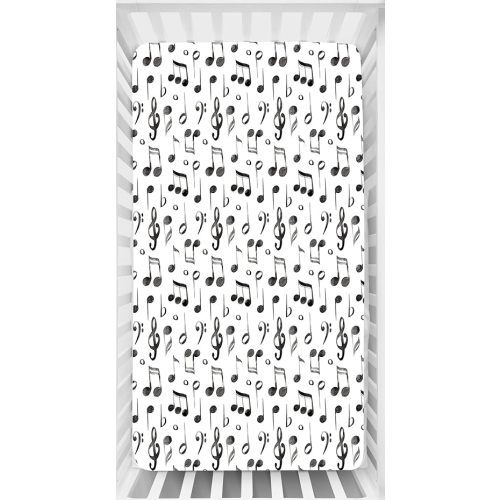 Baby Crib Sheets - Breathable Fitted Bed Sheet - Nursery Bedding - Cribs Mattress Cover - Standard Crib Sheet for Girls & Boys - 52x28x10 (Music Notes Print)