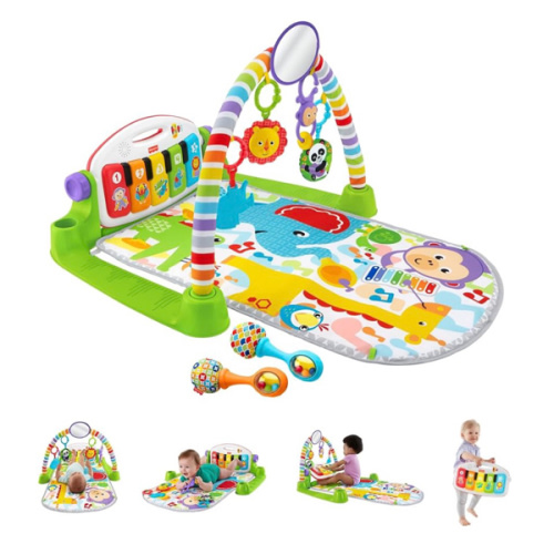 Fisher-Price Baby Playmat Deluxe Kick & Play Piano Gym for Learning & 2 Maracas Soft Rattles for Newborn to Toddler Play Ages 0+ Months