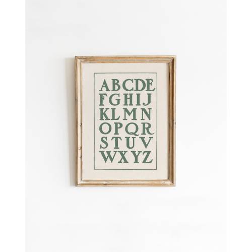 Vintage ABC Poster Print, Sage Green Alphabet Chart, Nursery Letter Artwork | DIGITAL PRINTABLE