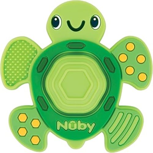 Nuby Teethe N' Pop Sensory Play Teether - Baby Teething Toy - 3+ Months - Turtle