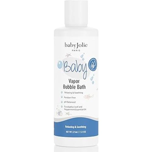 Baby Jolie Vapor Bubble Bath - Baby & Kids Bathing Aromatherapy for Stuffy Nose and Cough Relief, Made with Eucalyptus and Peppermint Extract, Natural Essential Oils, 7.5 oz