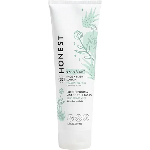 The Honest Company Hydrating Face + Body Lotion | Fast Absorbing, Naturally Derived, Hypoallergenic | Fragrance Free Sensitive, 8.5 fl oz