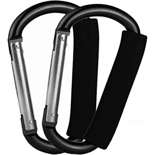 Stroller Hooks by Baby,2 pcs Carabiner Stroller Hook Organizer for Hanging Purses, Diaper Bag, Shopping Bags. Clip Fits Single/Twin Travel Systems, Car Seats and Joggers (Black)