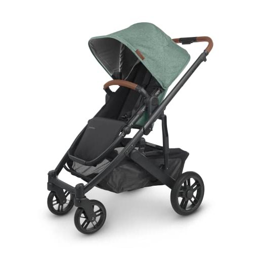 UPPAbaby Cruz V2 Stroller/Full-Featured Stroller with Travel System Capabilities/Toddler Seat, Bumper Bar, Bug Shield, Rain Shield Included/Gwen (Green Mélange/Carbon Frame/Saddle Leather)