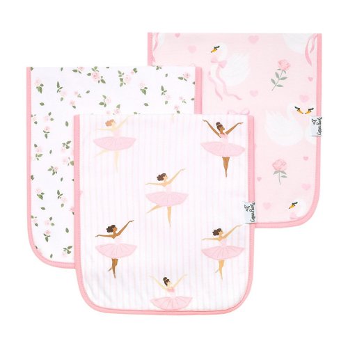 Copper Pearl Baby Girls Allover Print Katerina Princess Burp Cloth 3-Piece Set