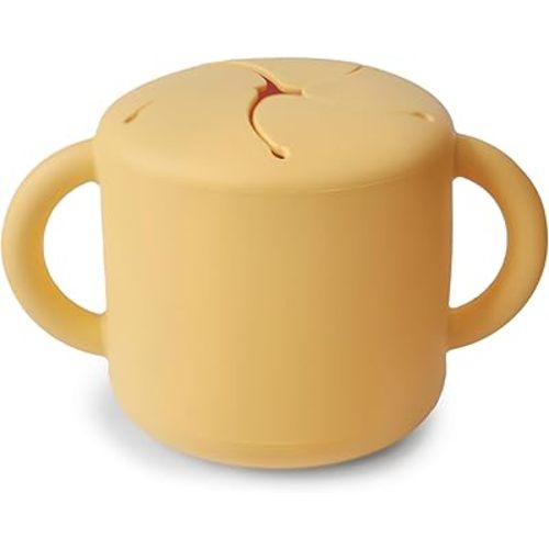 mushie Silicone Snack Cup | Spill Proof Food Container for Toddler and Baby (Daffodil)