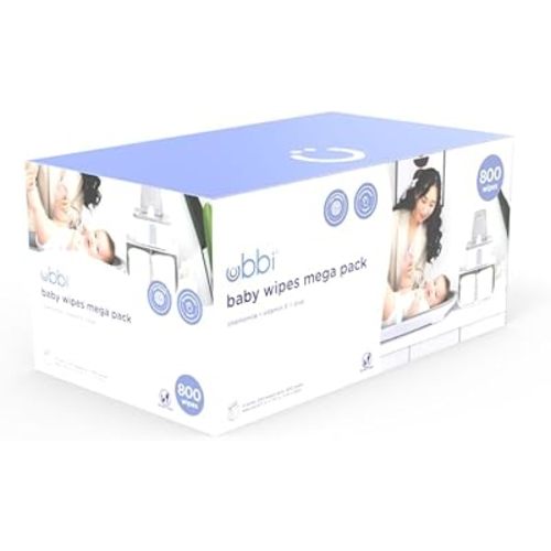 Ubbi Fragrance-Free Baby Wipes, 99% Water Based, Plant Based Wipes, Hypoallergenic for Sensitive Skin with Chamomile, Vitamin E & Aloe, EWG Verified, Value Pack, 800 Count