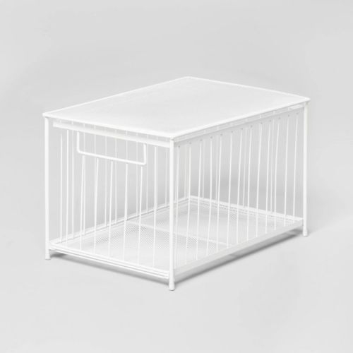 Large Stackable Slide Out Drawer White - Brightroom™: Iron & Plastic, Rust-resistant, No Assembly Required
