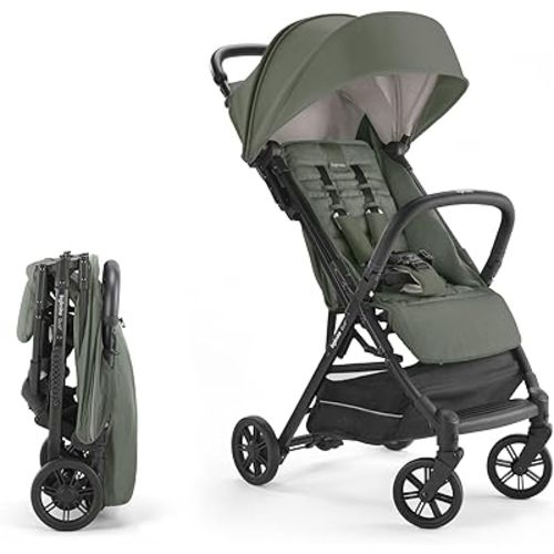 Inglesina Quid Stroller - Crocodile Green - Ultra Compact Lightweight Travel Stroller, Babies and Toddlers, Airplane Overhead Foldable, Reclining Seat Collapsible Canopy, 3 Months - 50 lbs, BPA Free