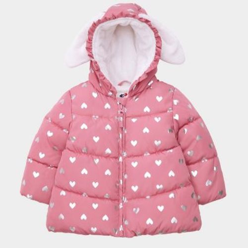 Rokka&Rolla Infant Girls' Fleece Puffer Jacket-Baby Warm Winter Coat-Gray Heart, size 6-9 Months