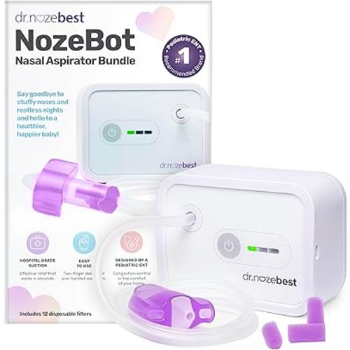 Dr. Noze Best - NozeBot | Electric Baby Nasal Aspirator | Hospital Grade Suction | Nose Sucker and Nasal Vacuum | Safe for Infants and Toddlers (Mild to Severe Congestion - The Original NozeBot)