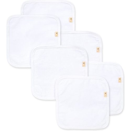 Burt's Bees Baby Infant Washcloths, 100% Organic Cotton, Soft and Super Absorbent Knit Terry Wash Cloth - 6 Pack Set - Cloud White - 6-Pack