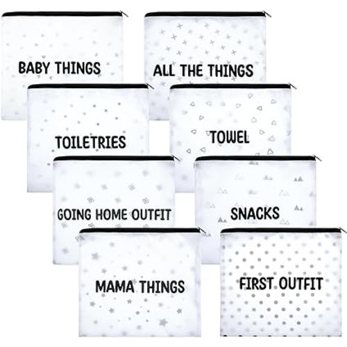 8 Packs Hospital Bags for Labor and Delivery Diaper Bag Organizing Pouches Travel Maternity Bag 8 Sorts Hospital Bag Essentials for Baby, Expecting Moms and New Mothers Mommy, 10.63 x 9.25 Inches