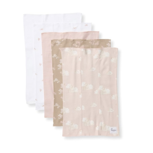Burt's Bees Baby Infant Burp Cloths, 100% Organic Cotton Extra Absorbent Soft Fabric Drool Cloths, 5-Pack Newborn Must-Have Essential Large Burping Cloths, One Size 17 x 11.75 Inches