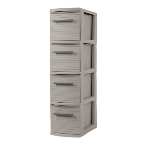 4 Drawer Skinny Tower Dark Gray - Brightroom™: Plastic Storage Drawers, Decorative Organizer, No Assembly Required