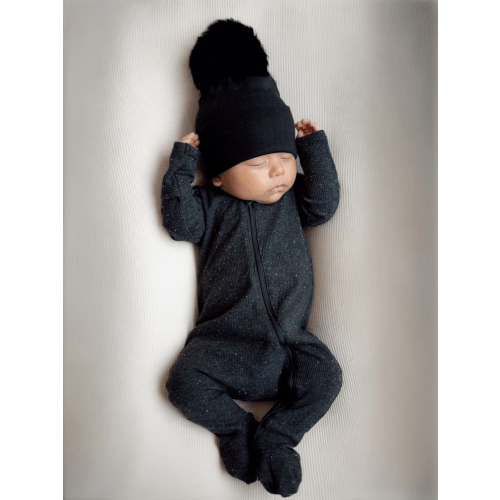 Charcoal Speckle / Ribbed 2-Way Zip Footie