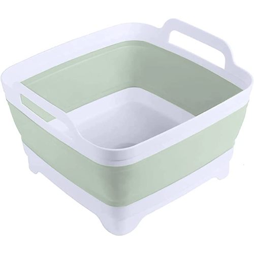 Dishpan for Washing Dishes,9L Collapsible Dish Tub Portable Sink,Wash Dish Basin,Foldable Laundry Tub,Washing Basin with Drain Plug,Dishpan for Kitchen Sink,Camping Dish Washing Tub,Green