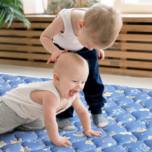 Premium Foam Baby Play Mat 50" X 50", Thick One-Piece Crawling Mat, Odorless Baby Mat Floor Mat, Non-Slip Cushioned Baby Playmat for Infants,Babies,Toddlers. Machine Washable for Easy Care.