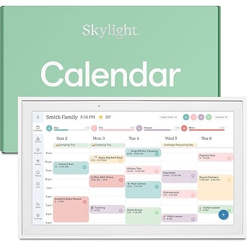 Skylight Calendar: 15 inch Digital Calendar & Chore Chart, Smart Touchscreen Interactive Display for Family Schedules - Wall Mount Included