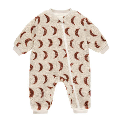 Shearling Baby Jumpsuit - Moons - Stone | The Baby Cubby