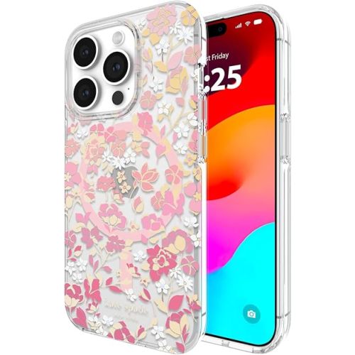 kate spade new york iPhone 15 Pro Case, Compatible with MagSafe - Flowerbed Pink Ombre
