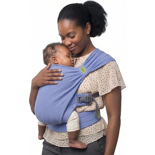 Boba Pre-Wrapped Baby Wrap Carrier with Buckle, Easy Adjust Soft Infant Baby Carrier Hybrid for Boy or Girls, Baby Sling for Newborn up to 35 lbs (Vintage Navy Blue)