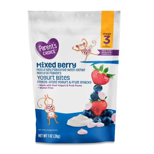 Parents Choice Mixed Berry Stage 3 Toddler Yogurt Bites Snack, 1 oz Pouch