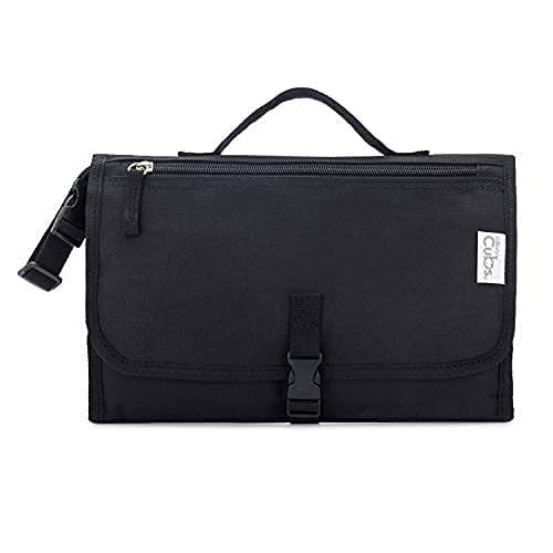 Portable Diaper Changing Pad with additional pockets - (Solid Black, Large)