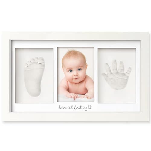 Baby Hand and Footprint Kit - Newborn Keepsake Frame, Personalized Nursery Decor, Baby Shower Gifts for Girls Boys (Alpine White)
