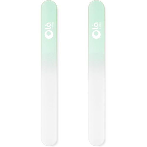 Olababy Glass Nail File for Newborns & Infants 2pk (Mint) | Safe Glass Fingernail Filer with Travel Case