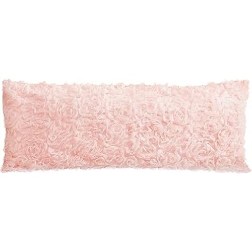 Sweet Jojo Designs Pink Floral Rose Body Pillow Case Cover (Pillow Not Included) - Solid Light Blush Flower Luxurious Elegant Princess Vintage Boho Shabby Chic Luxury Glam High End Roses