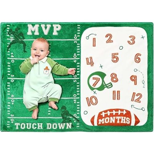 Football Baby Monthly Milestone Blanket Sports Month Blankets