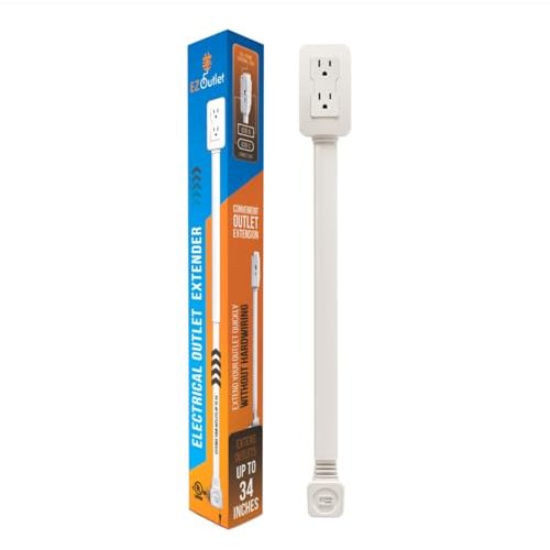 EZ Outlet Electrical Outlet Extender. Access Hard-to-Reach Outlets! Features USB-A, USB-C, and 2 AC Outlets, Extends 22"-34", Rotates 180°. Use Behind Couches, Nightstands, Desks, and More.