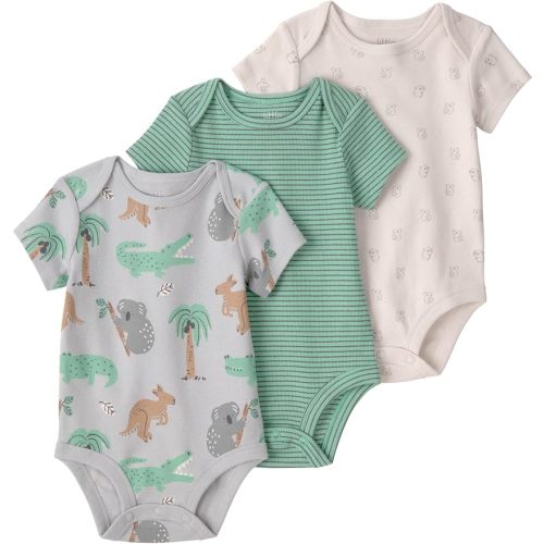 little planet by carter's Unisex Baby 3-pack Short Sleeve Bodysuits Made With Organic Cotton