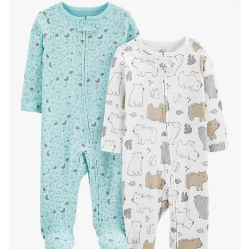3-6 month Simple Joys by Carter's Baby Neutral 2-Pack Cotton Footed Sleep and Play