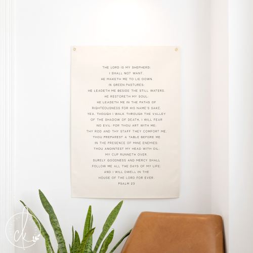 The Lord is my Shepherd canvas flag | Psalm 23 sign | scripture wall decor | nursery wall decor | neutral flag banner