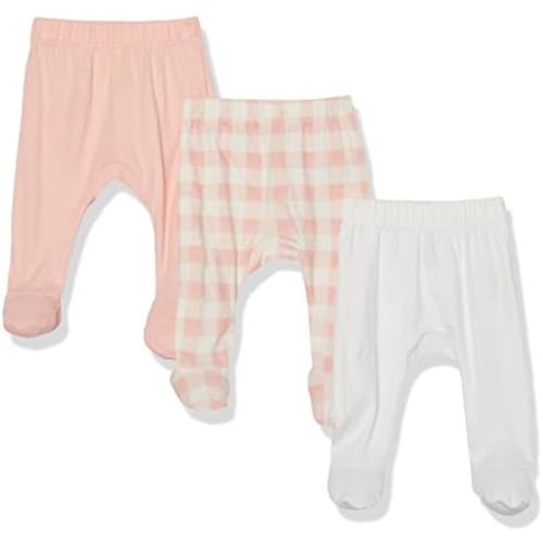 HonestBaby 3-Pack Footed Pants Roomy Fit Pull on Bottoms 100% Organic Cotton for Infant Baby Boys, Girls, Unisex