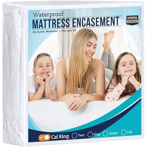 Utopia Bedding Zippered Mattress Encasement California King, 100% Waterproof Bed Bug and Dust Mite Proof Mattress Protector, Absorbent Six-Sided Mattress Cover