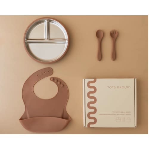 Stainless Steel Baby Feeding Set 6+ Months - Mocha Mousse
