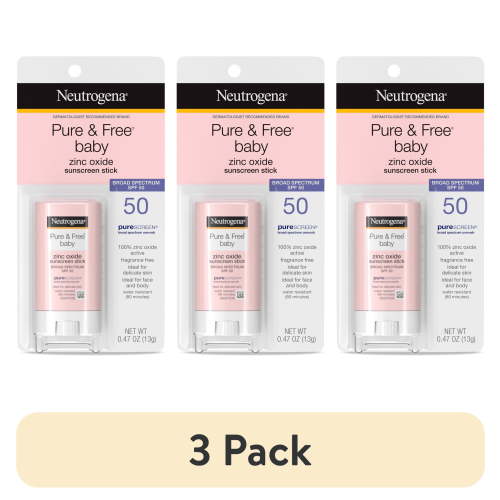 (3 pack) Neutrogena Pure & Free Baby Mineral Sunscreen Stick, SPF 50, 0.47 oz