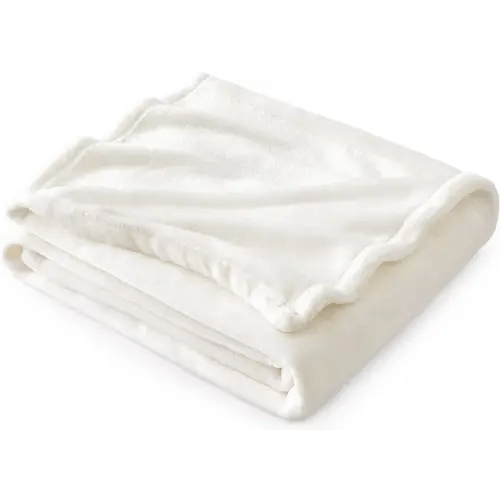 Bedsure Fleece Blanket Throw Blanket - Cream Lightweight Blanket for Sofa, Couch, Bed, Camping, Travel - Super Soft Cozy Microfiber Blanket