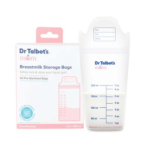 Dr. Talbot's Mom Breastmilk Storage Bags & 4 MilkFresh Sensors, 50 Count