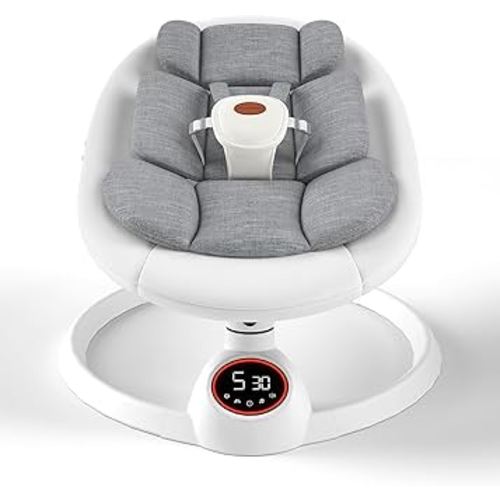 Baby Swings for Infants to Toddler, Portable Baby Swing with Extra Pad, Electric Infant Swing with 5 Speeds and Bluetooth Music, Indoor & Outdoor