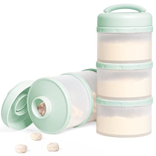 Termichy Stackable Formula Dispenser Portable Milk Powder Container, 2 Pack, Light Green